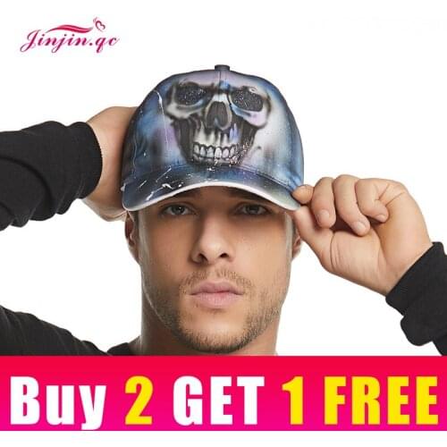 Jinjin.QC NEW SKULL Hip Hop Cotton Material Men Cartoon Pattern Adjustable Strap Comfortable Fashion Skull Glitter Details
