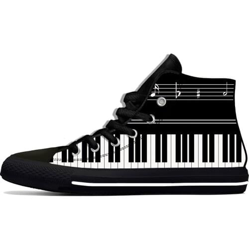 Vintage piano keyboard Note Broken Retro Novelty Design Lightweight High Top Canvas Shoes Men Women Casual Breathable Sneakers
