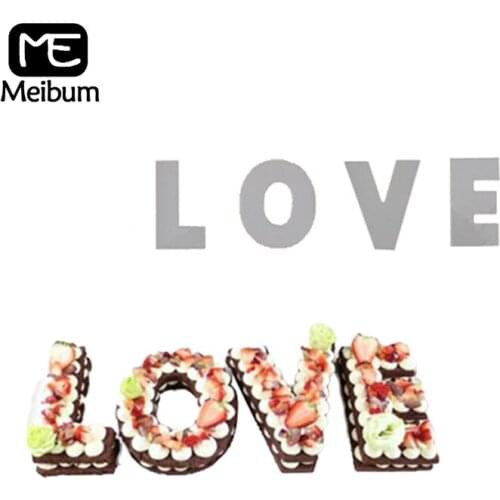 Meibum PET Plastic LOVE 4 Letters Cake Mold Valentines Day Wedding Cream Mousse Mould 4/6/8/10/12inch Decorating Pastry Tools
