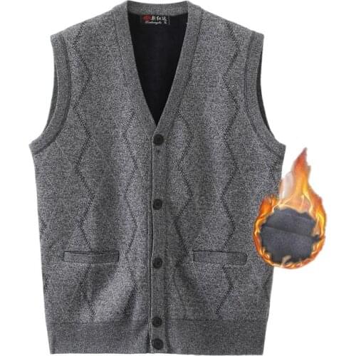 100% Wool FashionSweaters Men Cardigan V Neck Slim Fit Jumpers Knitwear Vest Sleeveless Winter Korean Style Casual Mens Clothes