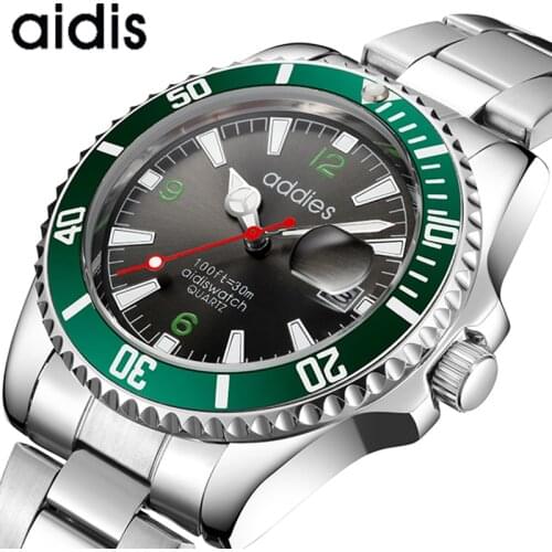 ADDIES 2021 Brand New Mens Watch Luxury GMT Military Rotating Bezel Quartz Watch Mens Waterproof Sports Watch Reloj de hombre