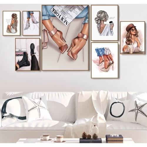 Makeup Poster Fashion High Heels Canvas Painting Art Print Salon Beauty Decoration Artwork Wall Picture Girl Bedroom Decor