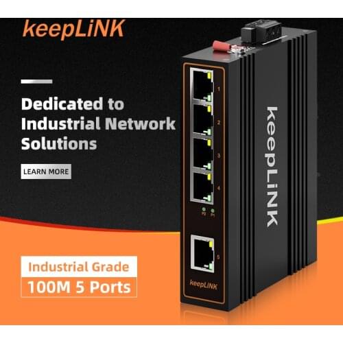5 Port Fast Unmanaged Ethernet Netwok Switch for Industrial Automation Electrical Cabinet Outdoor10/100M Fanless Metal IP40