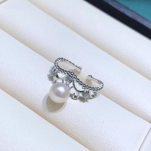 925 Sterling Silver Ring Finger Ring Base Settings Adjustable Ring Findings Jewelry Parts Fittings Accessories for Pearls