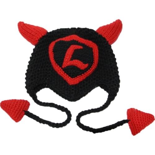 L Horns Hats Handmade Knitted Beanie EarFlap Hanging Heart Winter Hats costume party Xmas Gifts S for children L for adult