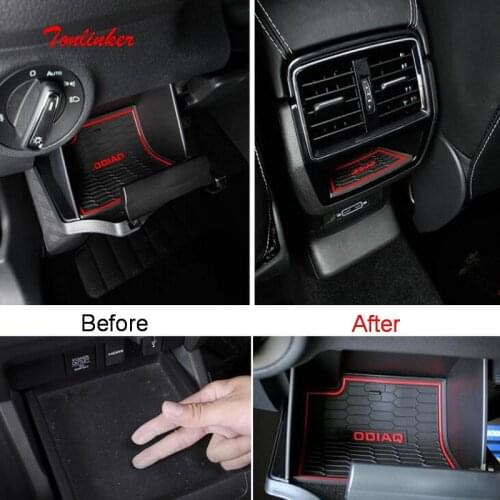 Tonlinker Interior Door Groove Mat Covers case sticker For Skoda KODIAQ 2018 Car Styling 2 PCS Silicone/Leather Cover stickers
