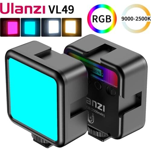 Ulanzi VL49 Mini RGB LED Video Light 2000mAh Portable Pocket Photographic Lighting Vlog Fill Light for Smartphone DSLR SLR Lamp