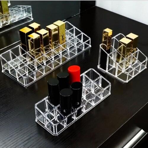 Trapezoid Plastic Transparent Makeup Display Rack Lipstick Stand Rack Cosmetic Organizer Holder Box High Quality