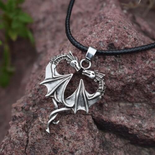 Dragon Necklaces For Women Two Dragon Heart Shaped Lovers Gift Womens Gift Sanlan Jewelry 1pcs