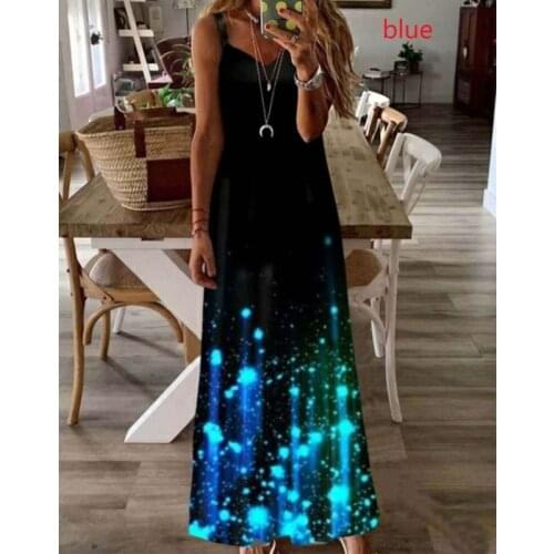 Summer dress women 2021 fashion sleeveless mixed color luminous print casual sling dress women sexy v neck robe vestido de mujer