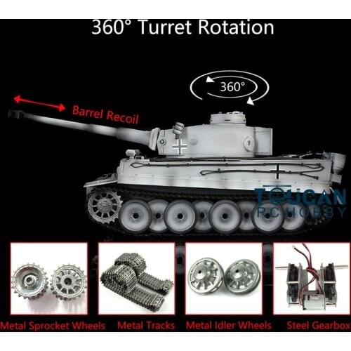 1/16 Henglong 7.0 Tiger I RC Tank 3818 360 Turret Barrel Recoil