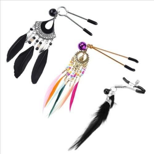 1 Pair Metal Bell Nipple Clamps With Chain Clips Flirting Teasing Sex Flirt Bondage Kit Slave Bdsm Exotic Accessories S0874