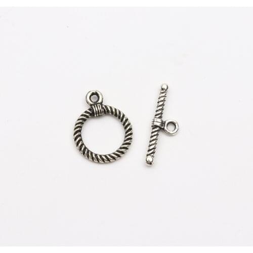 10pcs Antique Silver Round Shape OT Clasps Connector For Jewelry Making Earring Necklace Accessories Needlework Wholesale DIY
