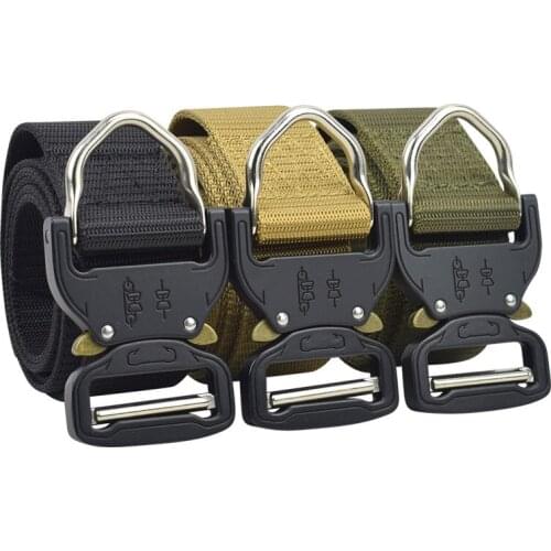 3.8cm quick release buckle Outdoor multifunctional Alloy button Tactical nylon belt Black Tan OD