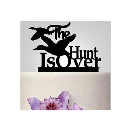 The hunt is over ducks Acrylic wedding Cake Toppers Mr Mrs bride groom engagement bridal shower party decorations