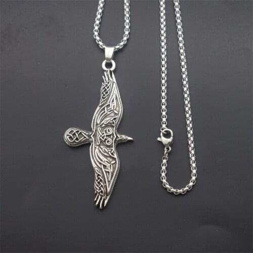 12pcs Norse Crow Amulet Flying Bird Raven Necklace Warrior Odin Symbol Talisman Gifts