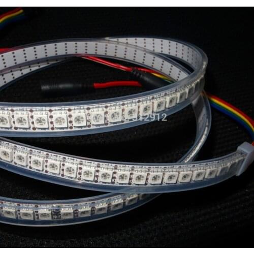 1 meter WHITE PCB 144pcs APA-102C addressable led pixel strip,144pixels/m;waterproof in silicon tube