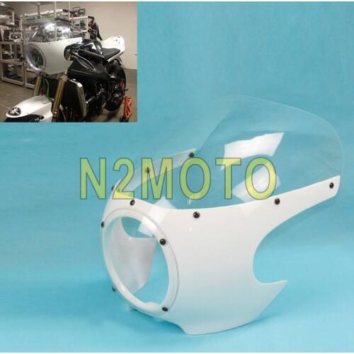 White 5 3/4" Cut Out Headlight Fairing 5.75" Cowl Head Light Windscreen Deflector for Harley Cafe Racer Chopper Bobber