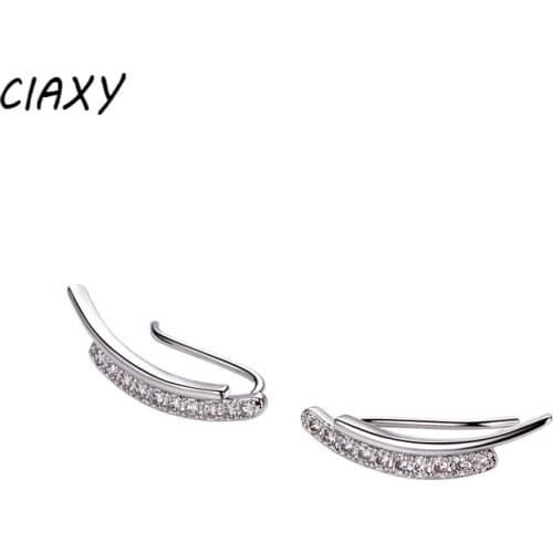CIAXY 925 Sterling Silver U-shaped Mini Earrings for Women Geometry Inlaid Zircon Earrings Party Gift Fashion Jewelry