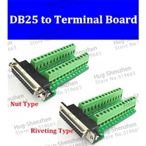 DB25 Female Signal Module Terminal Breakout Board Riveting /Nut Teeth Connector 25pcs/lot