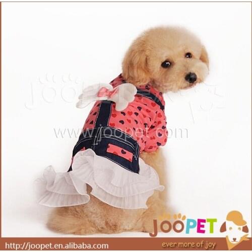 Angle wing jeans dress for small Dog cotton and jeans clothes goods for dogs clothes supplies