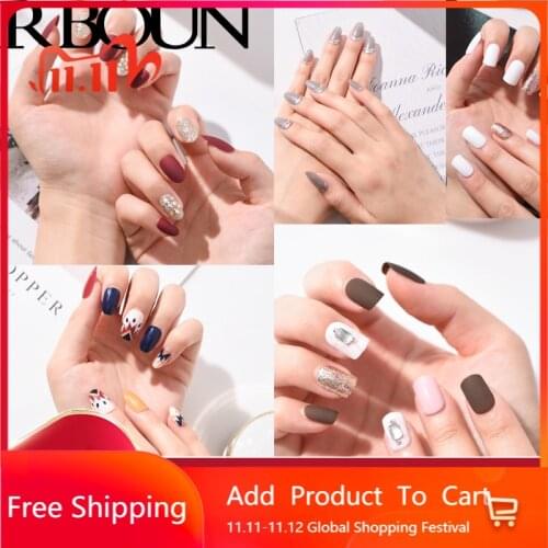 Brand Fake Nails with Detachable Glue Set Packaging Press Coffin False Stick Designs Art Tipsy Cover Box Full Artificial Short