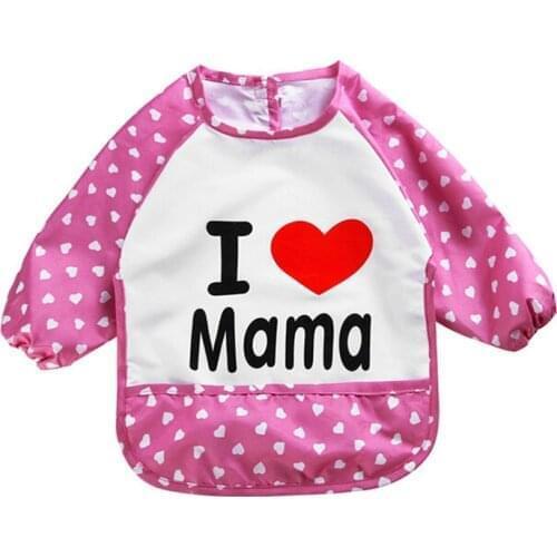 Hot New Children Baby Todders Waterproof Long Sleeve Art Smock Bibs Apron Letter Printed Feeding bebes baberos bavoir clothing