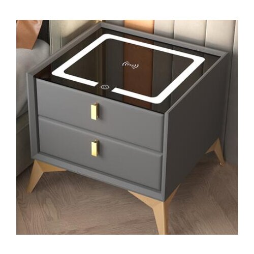 Intelligent bedside table modern simple multifunctional net red ins light luxury solid wood orange integrated economical bedside