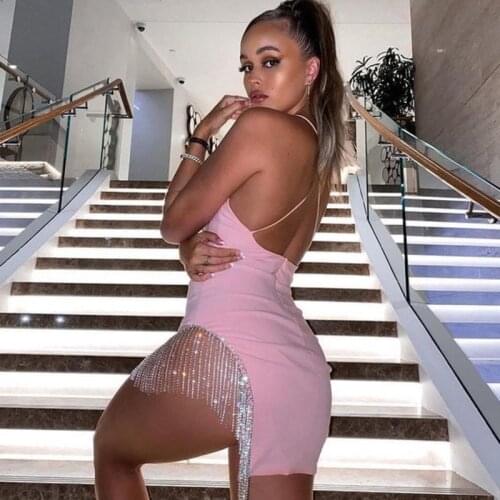 Kesiachiccly tassel Sexy strapless Sleeveless Patchwork Bodycon Dress 2021 new Summer Fashion elegant dress Club Party Women