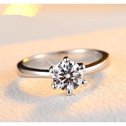 Hot Pretty Moissanite 925 sterling silver Shiny crystal diamond rings for woman Gold plated fashion party wedding jewelry gifts