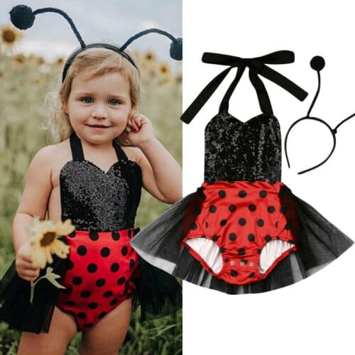 2019 Newborn Baby Girl Sequin Romper Jumpsuit Bodysuit Outfit Sunsuit Costume Dress Cosplay Little ladybug Outfits