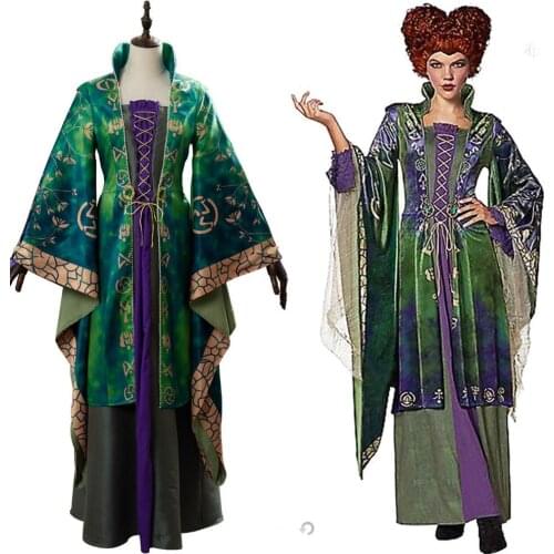 Hocus Cosplay Winifred Sanderson Costume Dress Outfit Suit Halloween Carnival Costume For Women Girls