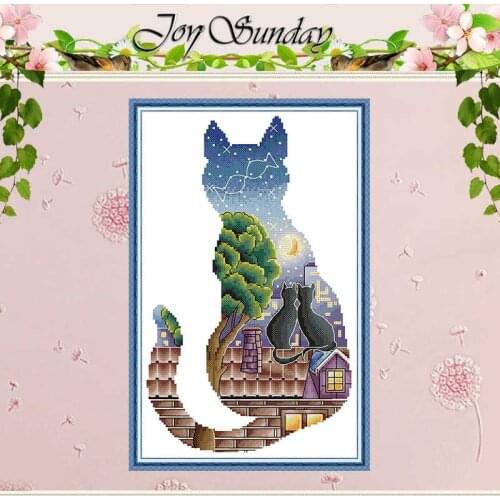 Cat Light and Shadow Patterns Counted 11CT 14CT Cross Stitch Sets Handmade Chinese Cross-stitch Kits Embroidery Needlework