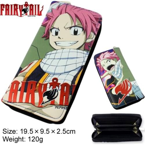 Colorful long style PU wallet printed with Anime Fairy Tail Natsu Dragneel