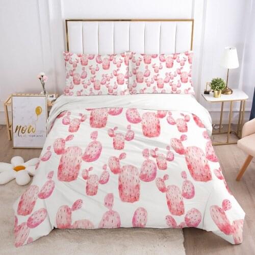Duvet cover set sheet family euro 2.0 1.5 for home bed linen Bedding set 3D luxury bed linings 4 piece Nordic Pink cactus