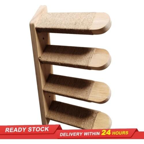 New 15.75inch pet furniture solid wood wall-mounted climbing ladder sisal rubber wood springboard cat toy multi-layer cat rack
