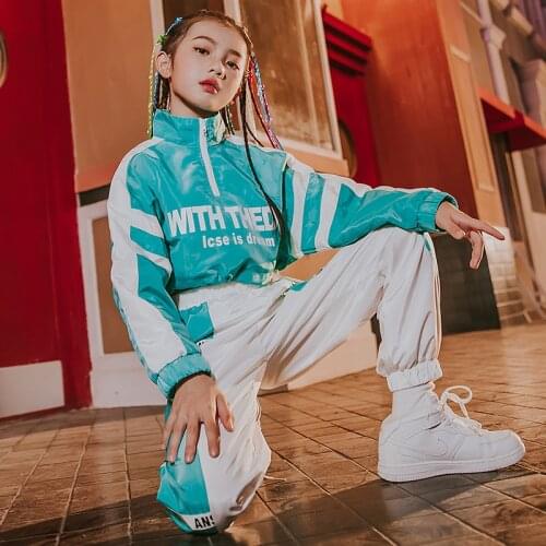 2020 New Hip Hop Dance Costumes Kids Stage Performance Clothing Children Modern Street Dancing Wear Girls Jazz Outfits 110-170