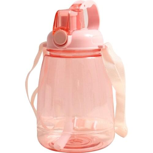 1300ml outdoor sports strap big belly cup cute sticker plastic water cup creative portable large capacity straw cup