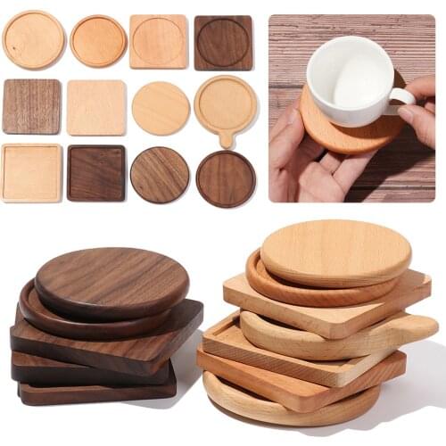 1pc Durable Wood Coasters Heat Resistant Round Placemats For Drinks Table Coffee Or Tea Cup Non-Slip Insulation Pad For Cups