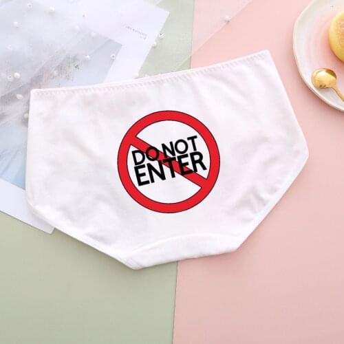 S-3XL don‘t enter Womens Funny Printing Plus Size Solid Color High Waist Physiological Underwear bragas menstruales fashion T3