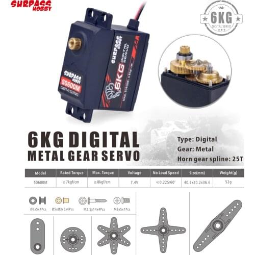 SURPASS Hobby S0600M 6KG Metal Gear Servo Digital Servo for 1/10 High-Speed RC Car Aircraft RC Boat Smart Robot RC Model