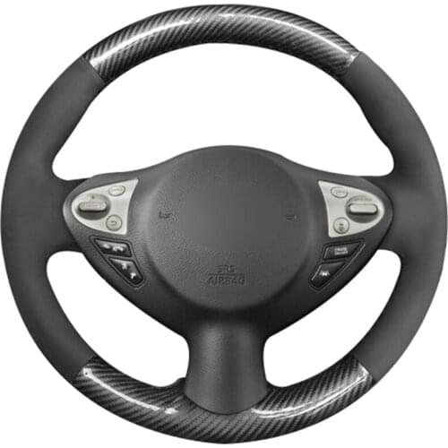 Carbon Fiber Leather Black Suede Car Steering Wheel Cover for Infiniti FX FX35 FX37 FX50 Nissan Juke Maxima 2009-2014