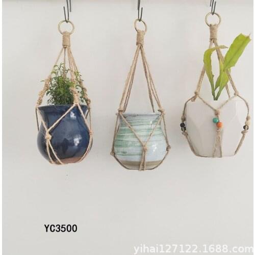 Ratural Hemp Rope Handmade Hanging Baskets Plant Holder Macrame Hanging Flowerpot Net Hanger Wall Decoration Hanging Planter