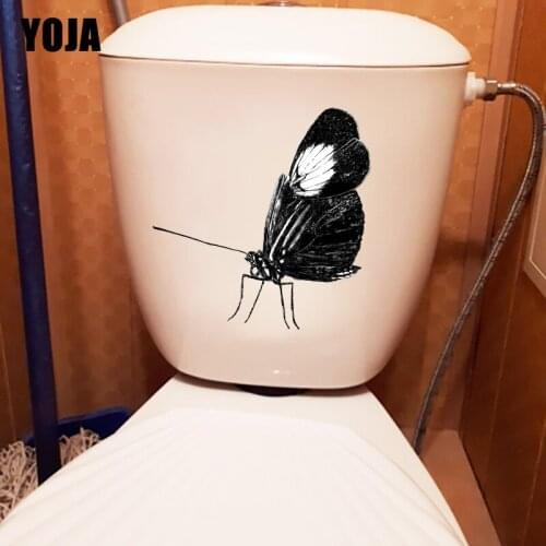 YOJA 20.5×21.6CM Creative Black Butterfly WC Toilet Decor Accessories Personality Classic Room Wall Stickers T1-2806