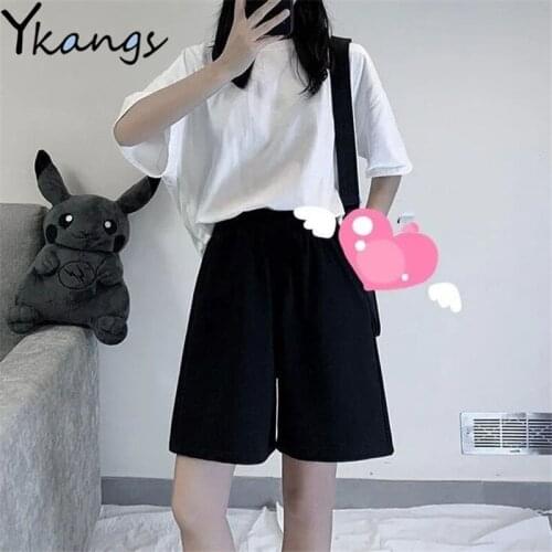 Summer New Womens Tracksuit Loose White Womens T-shirt Casual Shorts Suit 2021 Korean Fashion Solid Color Women Tracksuit Set