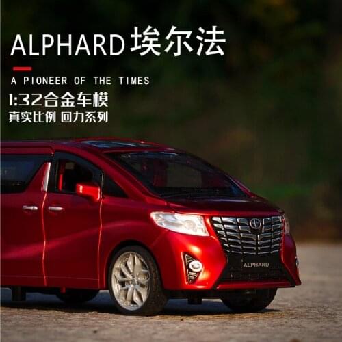 1:32 high simulation Toyota Alpha alloy car model Light music 6 door metal toy car for children gifts