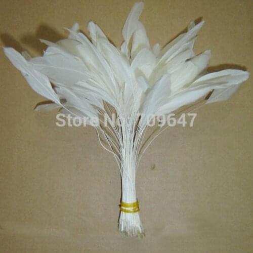 100PCS/LOT!6-8"15-20cm long Selected White Stripped Coque Feathers,Loose Stripped Rooster Millinery Feathers ,Rooster Feathers