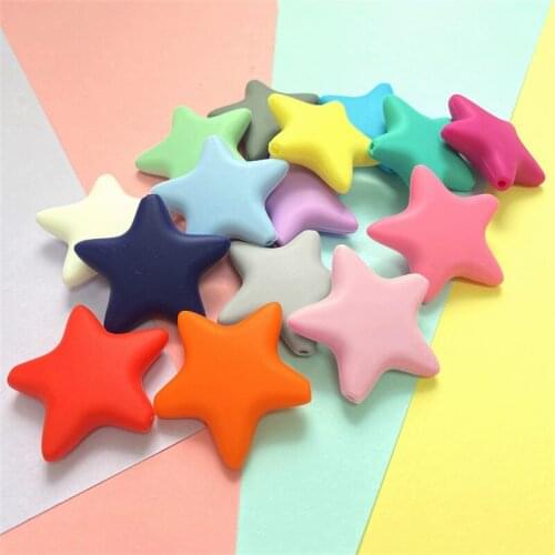 5PCS Silicone Five-pointed Star Beads Baby Food Grade Chewing DIY Necklace Sensory Care Toy Beading