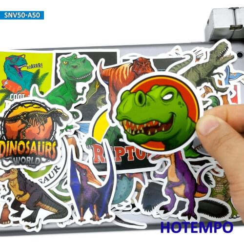 50pcs Funny Cartoon Dino Style Dinosaur World Stickers Toys for Child Kids DIY Scrapbook Stationery Phone Laptop Decals Stickers