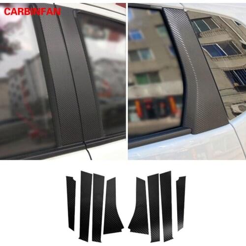Car carbon fiber sticker Window ABC Column Pillar exterior Sticker Trim For Honda Fit / Jazz GK5 3rd GEN 2014 - 2017